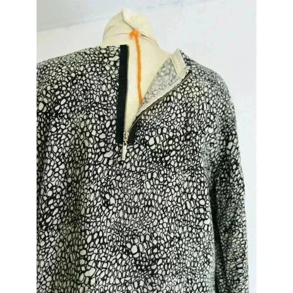 Dana Buchman Sweater Womens XL Black Tan Animal Print 3/4 Sleeve Rear Zip Casual - Picture 10 of 10